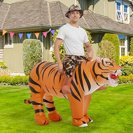 GOOSH Inflatable Tiger Costume for Adult Halloween Costume Women Man Funny Blow up Costume for Halloween Party Cosplay