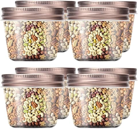 Novelinks 4 Ounce Clear Plastic Jars with Rose Gold Lids - Refillable Round Clear Containers Clear Jars Storage Containers for Kitchen Household Storage - BPA Free (20 Pack)