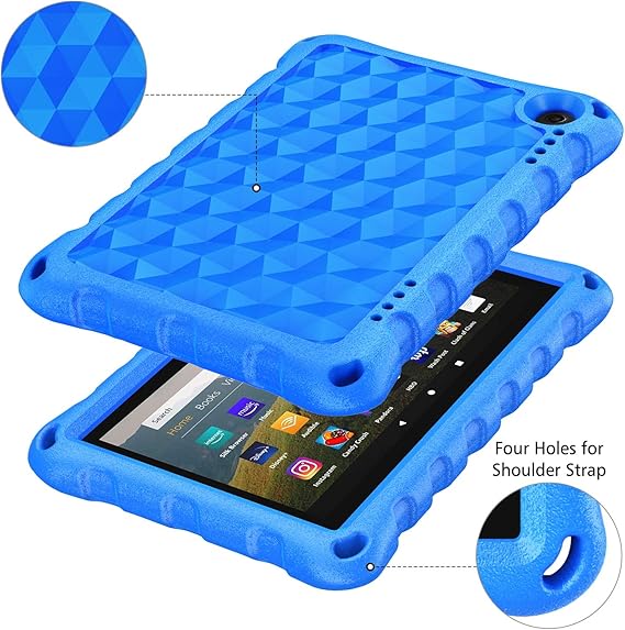 Fire HD 8 Tablet Case,Kindle Fire 8 Case,Fire Tablet 8 Case Kids(12th/10th Generation,2024/2022 Release),DiHines Kid-Proof Case for Fire HD 8 Plus Tablet, Blue