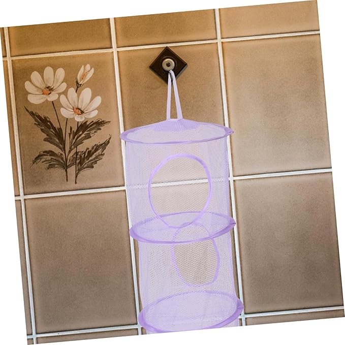 Healifty Mesh Hanging Storage Bag 3 Layer Storage Organizer Clothes Organizer Bag for Laundry Toys Shoes Wall-Mounted Basket