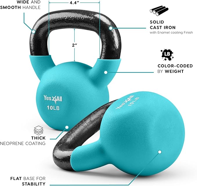 Yes4All Kettlebells 5lbs-65lbs Kettlebell Sets Adjustable Weights, Kettlebell for Weight Training, Home Workout Equipment with Secure Grip for High Rep, Exercise Equipment