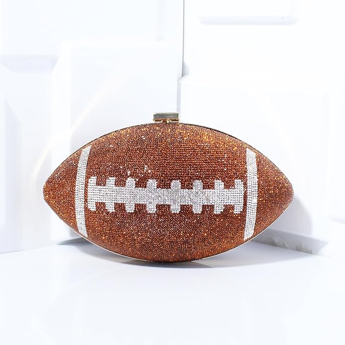 Bling Rhinestone Football Shaped Rugby Quirky Bag Novelty Round Ball Crystal Evening Bags Handbag for Party