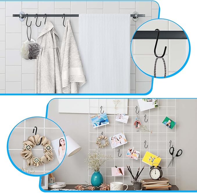 12 Pack 4 Inch S Hooks for Hanging Spoons Pans Pots Kitchenware, Metal S Hooks for Hang Clothes Bags Plants, Apply Bathroom Office Tool Room, Black