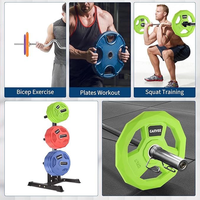 1-Inch Bumper Plates Set -Rubber Coated Cast Iron Weight Platesfor Home Gym & Commercial Use,Barbell Plates for Men & Women,Multiple Weights Options (4.5 Lbs, Pair)