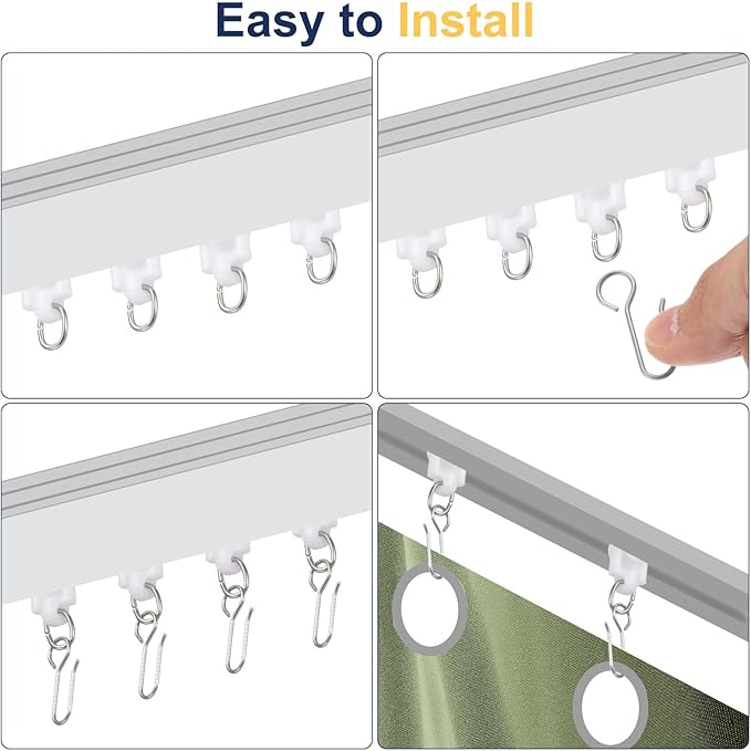 uxcell 20Pcs Curtain Track Rollers Curtain Rail Pulleys Runners Plastic Ceiling Gliders with Dual Wheel Roller for Window Tracks Carrier Accessories (Black)