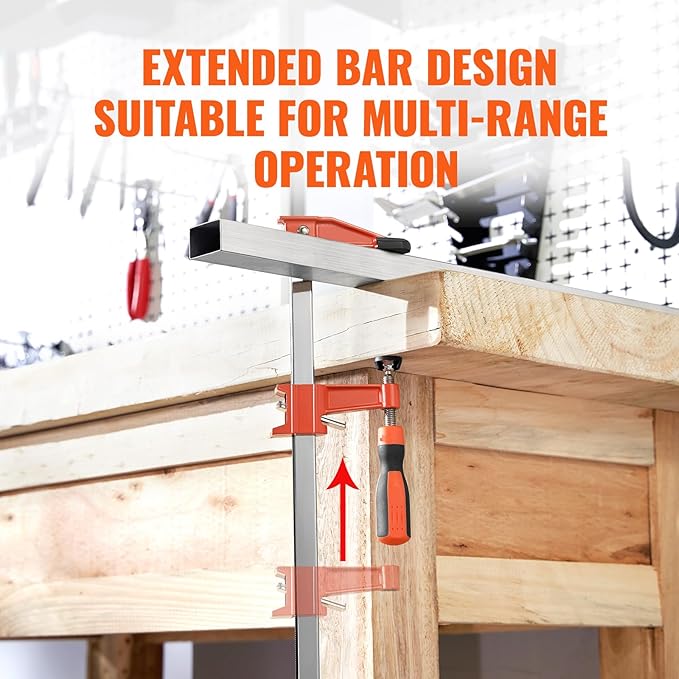VEVOR Bar Clamps for Woodworking, 2-Pack 36" ClampSpreader, Quick-Change F Clamp with 600 lbs Load Limit, 2.5" Throat Depth, Cast Iron and Carbon Steel, Wood Clamps for Woodworking Metal Working