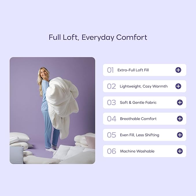 Mellow Marshmellow Comforter King/Cal King - Extra Fluffy Double-Stuffed Down Alternative Duvet Insert, All-Season Temperature-Balancing, Oeko-TEX Class I Fabric, Box-Stitch, Machine Washable