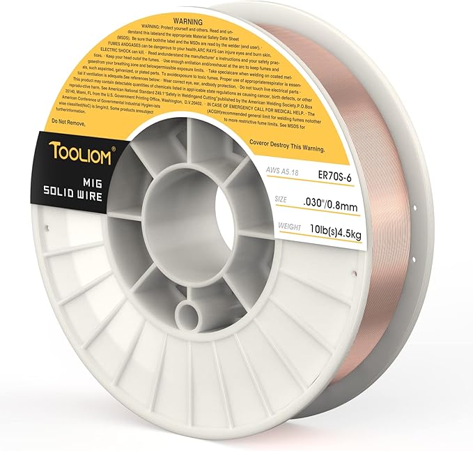 TOOLIOM ER70S-6 .030"(0.8 mm) Mild Steel MIG Solid Welding Wire on 10-Pound Spool Compatible with TL-200M TL-250M Pro