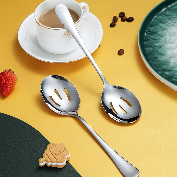 Kyraton 4-Piece Serving Set - Slotted Stainless Steel Spoons, Pack of 4