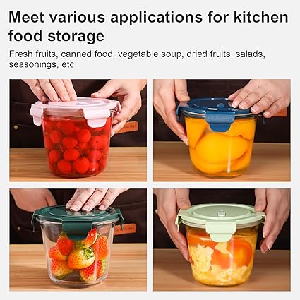 1-Cup24 Ounce Glass Food Storage Containers, Round Glass Soup Container with Airtight Lids, Leak-proof Soup Stew Food Storage and Meal Prep Container, Microwave Freezer Safe, 1pcs(Green)