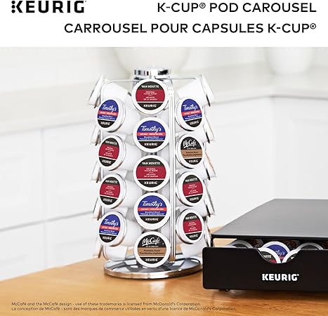 Keurig Storage Carousel, Coffee Pod Storage, Holds up to 36 Keurig K-Cup Pods, Silver