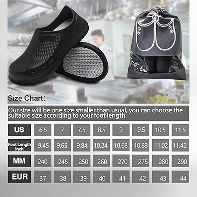 Chef Shoes for Men Nonslip Water Proof Work Shoes Mens Clogs Comfortable Nursing Nurse Shoes for Gardener Men Indoor and Outdoor for Kitchen Office Seaside-Zapatos de Cocina para Hombres