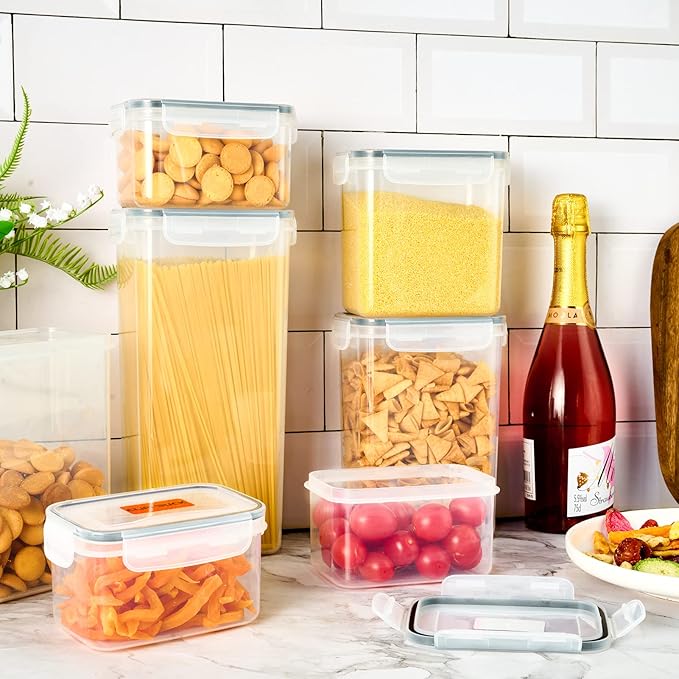 14 Pack Food Storage Containers With Lids Airtight Dry Plastic Kitchen Containers For Pantry Organizing Canisters BPA-Free