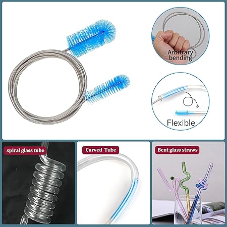 Set of 12 Tube Pipe Cleaners Kit - for Cleaning Narrow Neck Bottle, Curved Glass Tube, Hard-to-Reach Crevices,17 Long Handle Brush,8.2 Multi-Diameters Brushes,35 Flexible Dual-Head Cleaner