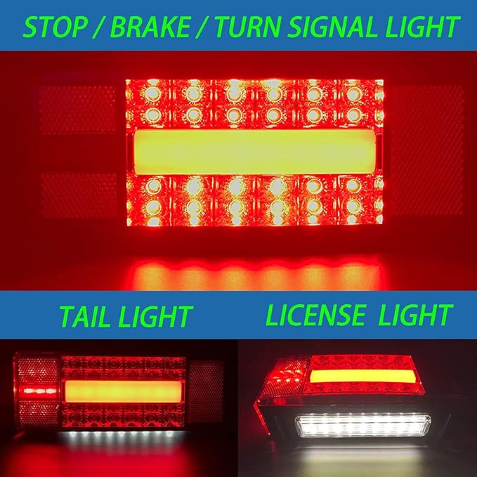 Boat Trailer Lights, Low Profile Rectangular Trailer Lights Led Kit, Red Sealed IP68 Waterproof Trailer Rear Lights Replacement for Fishing Boat Trailers, Truck, Boat etc