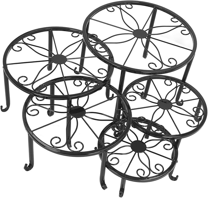 JUOPZKENN Metal Plant Stands for Flower Pots, 5pcs Metal Plant Stand Innovative Decorative Sturdy Stable Indoor Outdoor Flower Pot Holders for Multiple Plants Pots