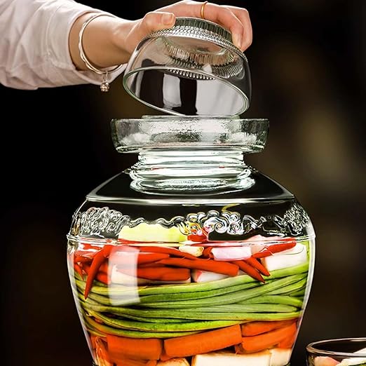 Vencer 2.5 Liter Traditional Glass Fermenting Jar With Lid and Pressure stone,Glass Fermentation Tank for Pickling Kimchi Sauerkraut,VHF-007
