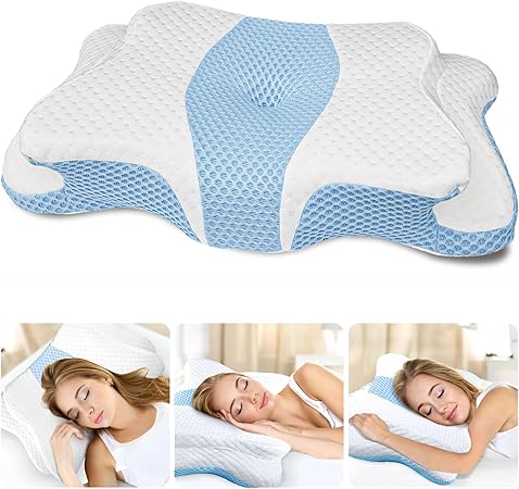 Memory Foam Pillows, Cervical Pillow for Neck and Shoulder Pain Relief, Ergonomic Contour Bed Pillow, Soft for Side Sleep Stomach Sleeping and Back Sleeper