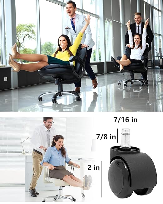 Office Chair Wheels Brozigo Chair Wheels Replacement 5-Pack, Office Chair Casters Heavy Duty Replacement for Hardwood Floors and Carpet, 2 inch Fits 99, Black