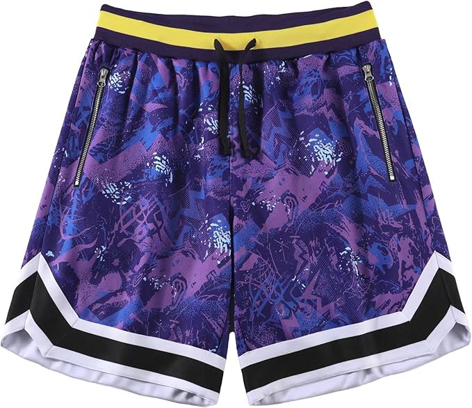 BOOMLEMON Mens Graphic Print Basketball Shorts Casual Fashion Cool Shorts Summer Gym Workout Running Short Pants