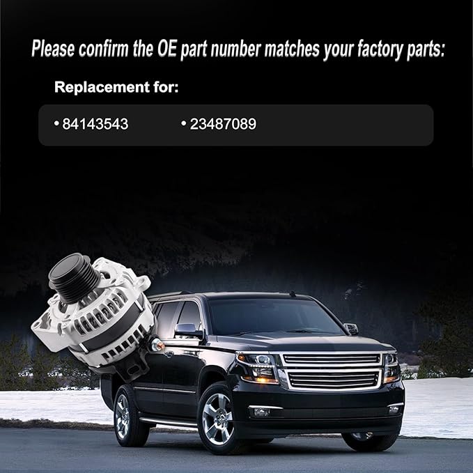 Alternator Compatible with Chevy 2021-2023 Express 2015-2019 Silverado 2015-2020 Suburban Tahoe, 21-23 Savana 15-19 Sierra 15-20 Yukon XL Replace for 84143543 23487089