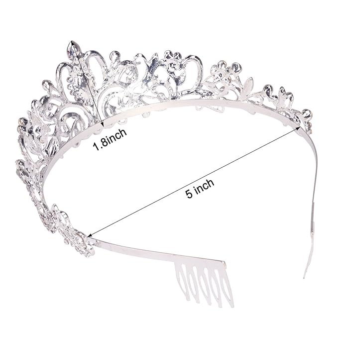 Didder Silver Crystal Tiara Crown Headband Princess Elegant Crown with combs for Women Girls Bridal Wedding Prom Birthday Party