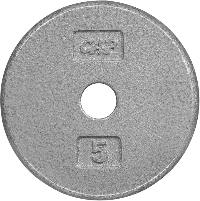 CAPHAUS Grey Standard Solid Cast Iron Weight Plates 1-inch Center Hole for Standard Barbell & Dumbbell Handles Size available in 1.25/2.5/5/7.5/10/12.5/25 & 50 LB Multiple Options
