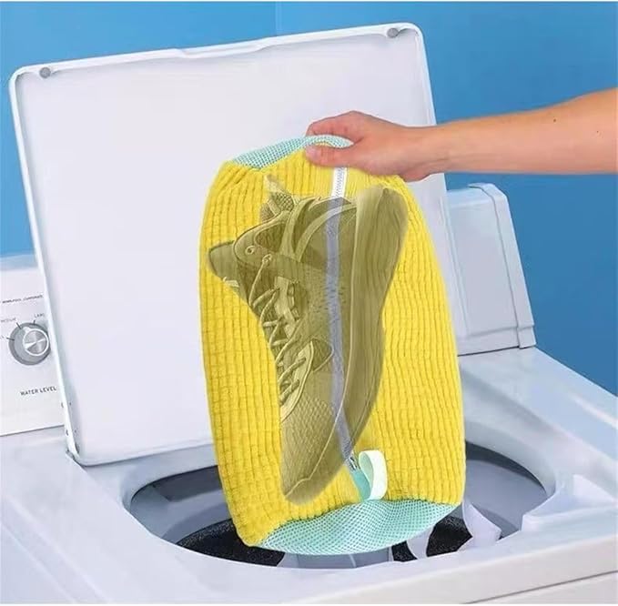 mcdhhemoShoe Washing Machine Bag, Sneaker Laundry Shoe Bag for Washer and Dryer, Durable Mesh Laundry Bags for Delicates Shoes Washing Bag with Side Zip, Reusable Shoe Bag for Gym Shoes(Yellow?