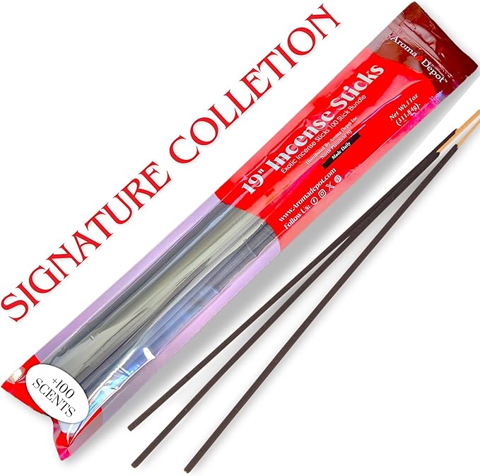 Aroma Depot Frankincense 19'' Most Exotic Incense Sticks Jumbo. Approx 27 to 30 Sticks Per Bundle. 19 Inch Extra Large, Each Natural Stick Burns for 3 to 4 Hours. Exotic Long-Lasting Fragrance.