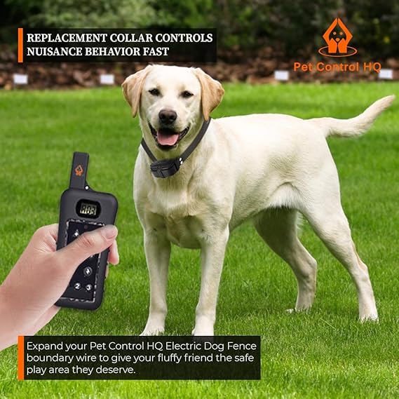 Dog Collar Replacement for Pet Control HQ Dual Wireless Electric Fence for Dogs & Remote Dog Training Collar - Safe, Rechargeable, Waterproof w/Electric Shock, Beep & Vibration - Small & Large Dogs