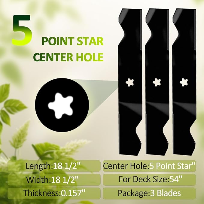 Lawn Mower Blades Z254 54 Inch Compatible with Husqvarna Z254F 532187256 YTH2454 LGT2554 LGT2654 Fits Craftsman Poulan Replace OEM Part: 187256, 532187256, 539112053, 187254