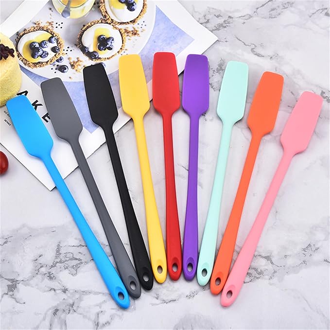 Long Handle Cream Cake Silicone Spatula Kitchen Non-stick Butter Chocolate Flour Scraper Baking Accessories Baking Scraper Integrated All Inclusive Silicone Scraper (Red)
