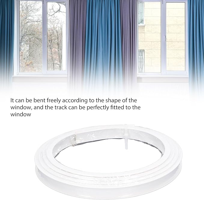 Curtain Track, Bendable Curved Curtain Rail, Mute Smooth Slider Track for for Home, Office, and Hotel Privacy Divider, White