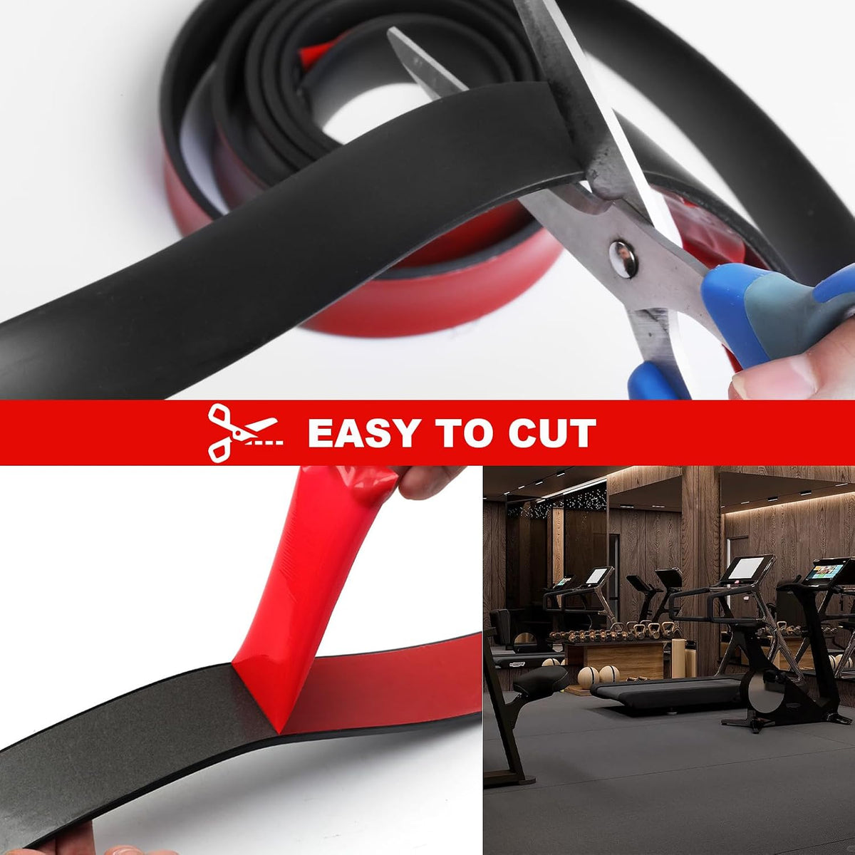 Rubber Strips with Adhesive Backing, 2" W x 1/8" T x 20' L Solid Neoprene Rubber Sheets, Rolls & Strips for DIY Warehouse Flooring, Gasket, Pads, Padding, Matting, Crafts Protection