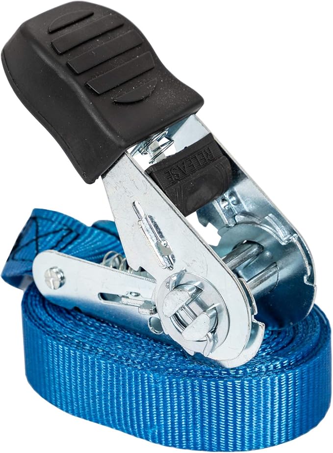 Buyers Products 5483200 12 Foot Standard Duty Ratchet Tie Down with Rubber Grip, Blue