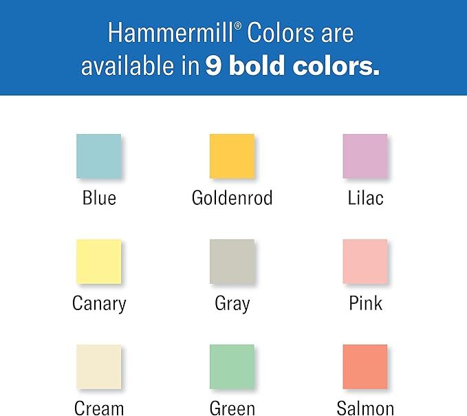 Hammermill Colored Paper, 20lb Pink Printer Paper, 8-1/2 x 11- 1 Ream (500 Sheets) - Made in the USA, Pastel Paper, 103382R