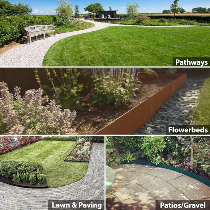 Lawn Edging Flexible Decorative Steel Garden Lawn Edging with 6" face Height 5X 3.28', 16.25 Linear Feet (Brown, 6")