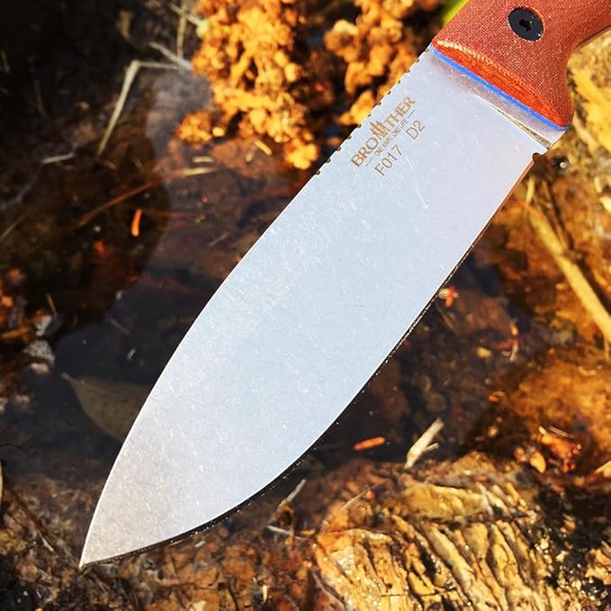 WATCHMAN F017 9.45inch Fixed Blade D2 Knives with Sheath,Big Full Tang Bushcraft Knife with Kydex Sheath Hunting Knife with Mircarta Handle for Camping, Survival, Fishing (areca palm), F017