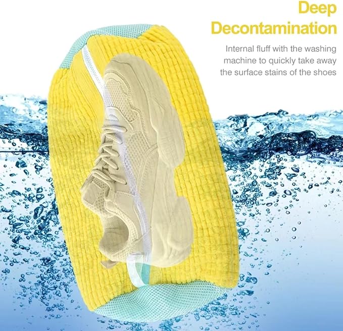 mcdhhemoShoe Washing Machine Bag, Sneaker Laundry Shoe Bag for Washer and Dryer, Durable Mesh Laundry Bags for Delicates Shoes Washing Bag with Side Zip, Reusable Shoe Bag for Gym Shoes(Yellow?