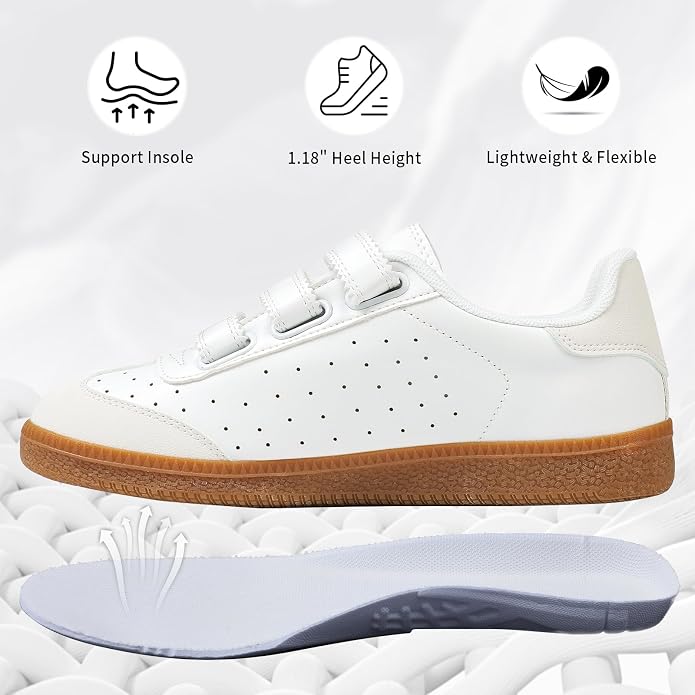 CYNLLIO Fashion Sneakers for Women 2026 Cute Casual Tennis Shoes | Leather and Suede Casual Sneakers, Non-Slip Walking Shoes with Hook and Loop Closure? Breathable Lightweight Comfortable