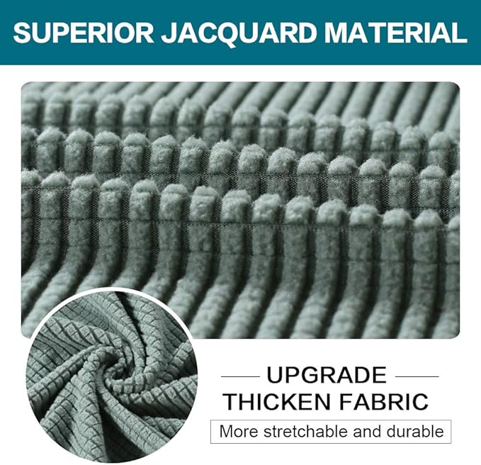 Turquoize 3 Piece Sofa Covers for 2 Cushion Couch Sofa Slipcover Soft Couch Cover for Dogs-Washable Sofa Furniture Covers with 2 Individual Cushion Covers, Jacquard Fabric (Loveseat, Dark Cyan)