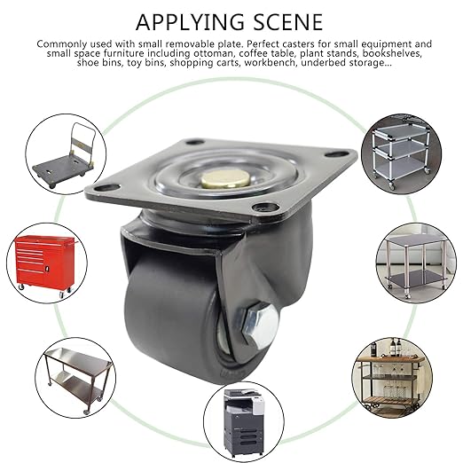 Casoter Single 2.5" Black Extra Heavy Duty Swivel Caster,50mm Extra Width Hi-Temp Nylon Wheel Low Gravity Center Design Top Plate Mounted Caster,Smooth Sturdy 1100Lbs500kg Load Capacity