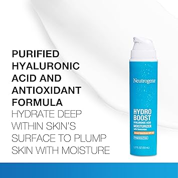 Neutrogena Hydro Boost Hyaluronic Acid Face Moisturizer with Sunscreen, Broad Spectrum SPF 50, Fragrance Free Facial Moisturizer to Hydrate Soothe Dry Skin, 1.7 fl. oz