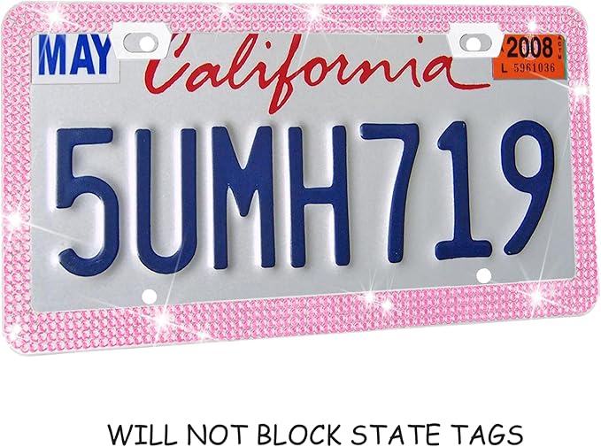 Bling Bling License Plate Frame,Pink Rhinestone License Plate Frame,Pink Diamond License Plate Frame,Car Bling,Sparkly License Plate Frame for Women