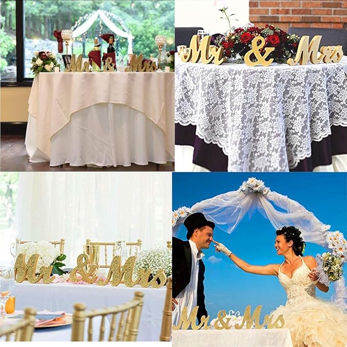 Wedding Decorations,Gold Mr and Mrs Signs Wedding Sweetheart Table Decorations, Wooden Freestanding Letters Wedding Shower Gift