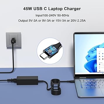Chromebook Charger-45W USB-C Laptop Charger for HP