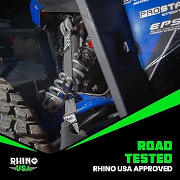 Rhino USA Soft Loop Tie Down Straps (4-Pack) - 1.6 Inch x 17 Inch (5,000 lbs Break Strength) Heavy Duty Motorcycle Straps for use with Ratchet Straps - Handlebar Straps for ATV, UTV, Dirt Bike (Gray)