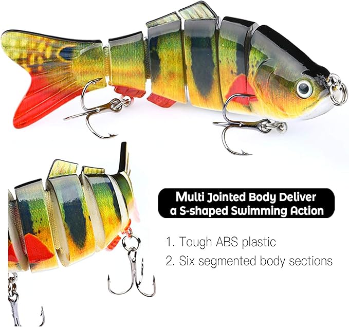 Fishing Lures for Bass Trout 1.43.9" Multi Jointed Swimbaits Slow Sinking Bionic Lifelike Swimming Bass Lures Freshwater Saltwater Bass Fishing baits Kit