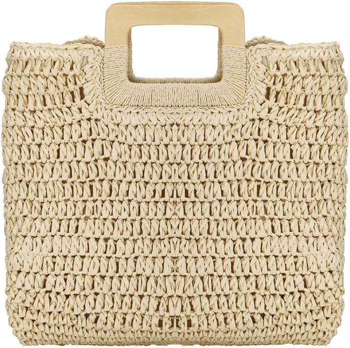 YYW Straw Tote Bag Women Hand Woven Large Casual Handbags Hobo Straw Beach Bag with Lining Pockets for Daily Use Beach Travel