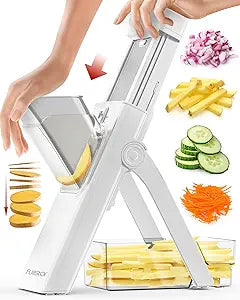 Fullstar Safer Mandoline - 4-in-1 Vertical Slicer for Cucumbers, Potatoes, Fruits & Vegetables